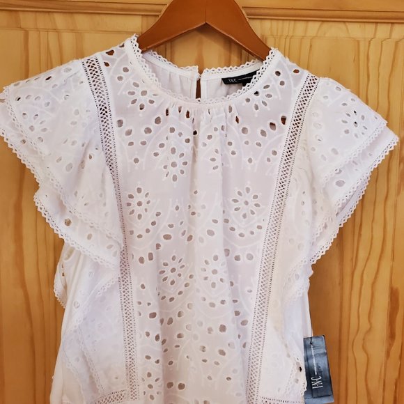 INC International Concepts Bubble-Hem Eyelet Top - Picture 4 of 10